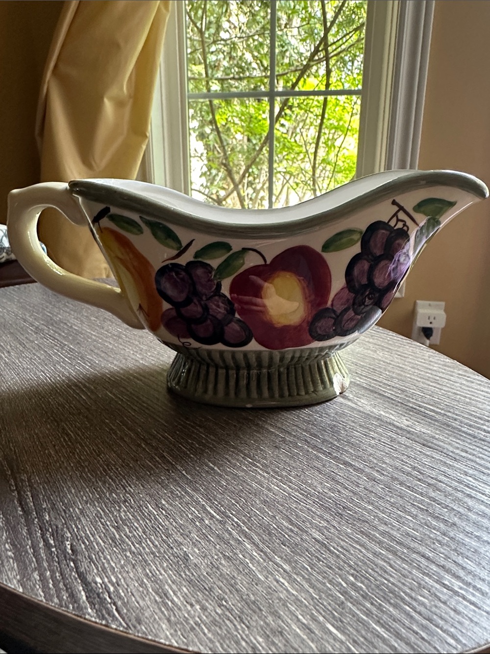 Joshua Maxwell Studio Hand-Painted Ceramic Fruit Gravy Boat. Garden Treasure.